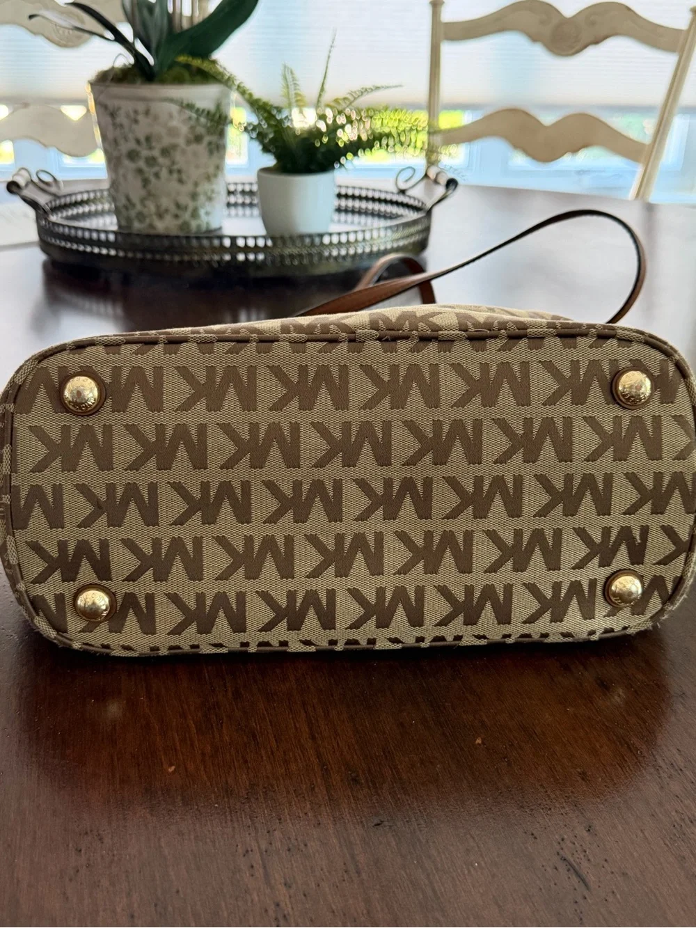 Michael Kors Beige and Brown MK Logo Tote
